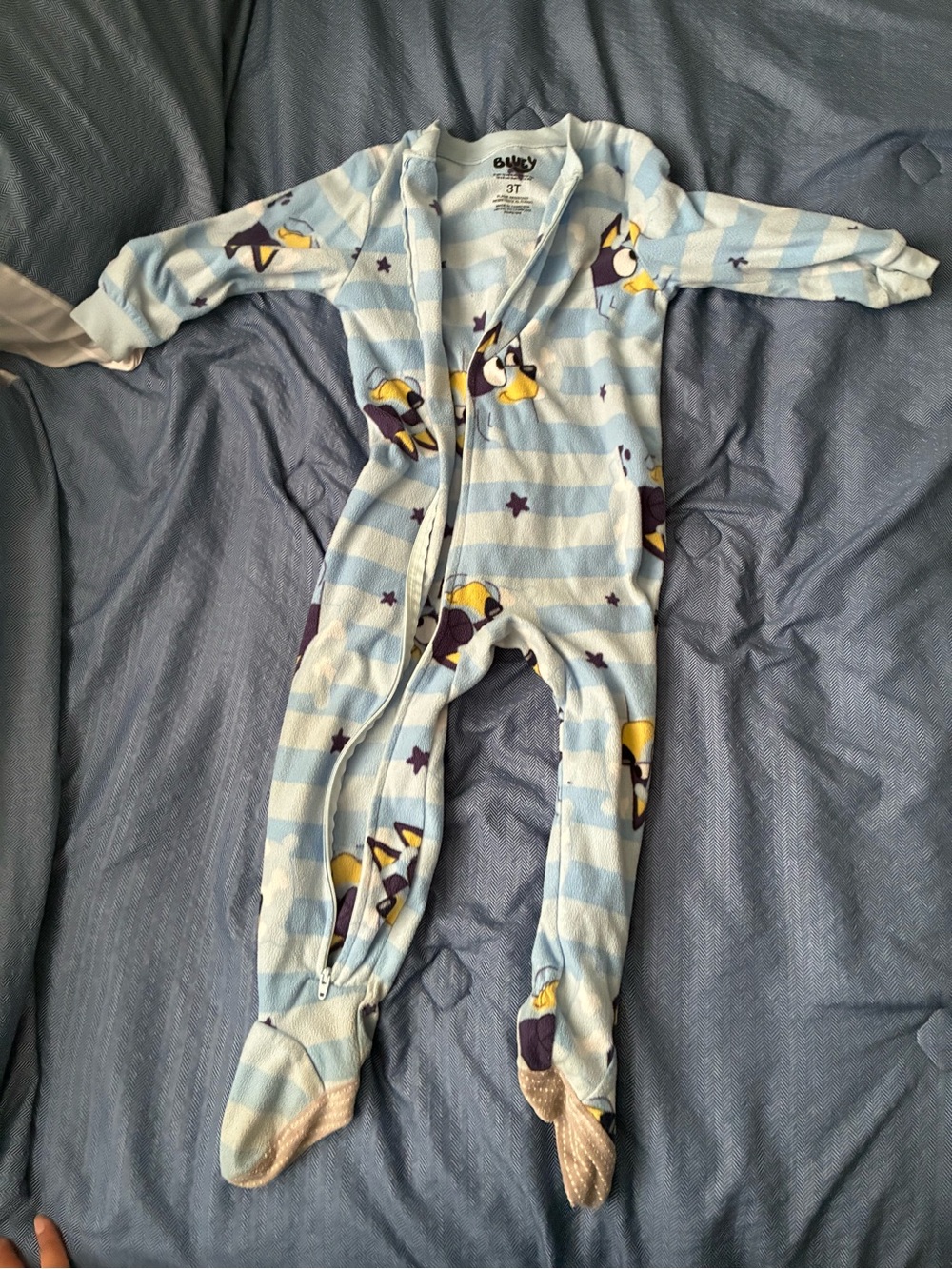 Carter's Light Blue & White Striped Penguin Fleece Sleep Sack